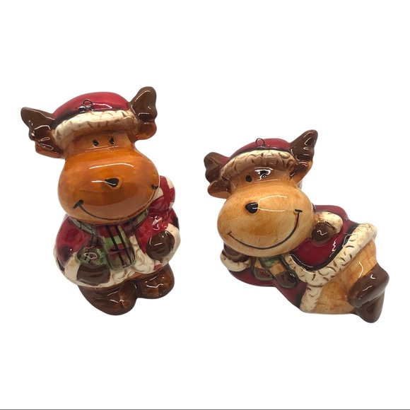 Adorable Vintage Ceramic Christmas Reindeer Ornaments/Figurines - Picture 1 of 8